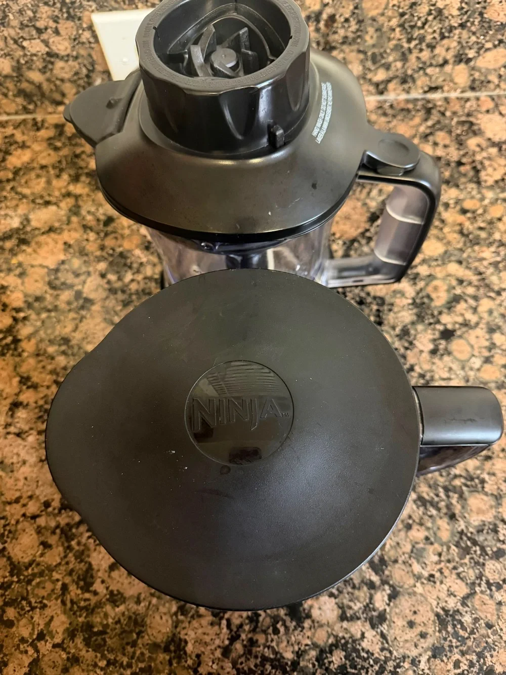 Ninja Clear Plastic Food Processor Bowls with Black Lids and Handles